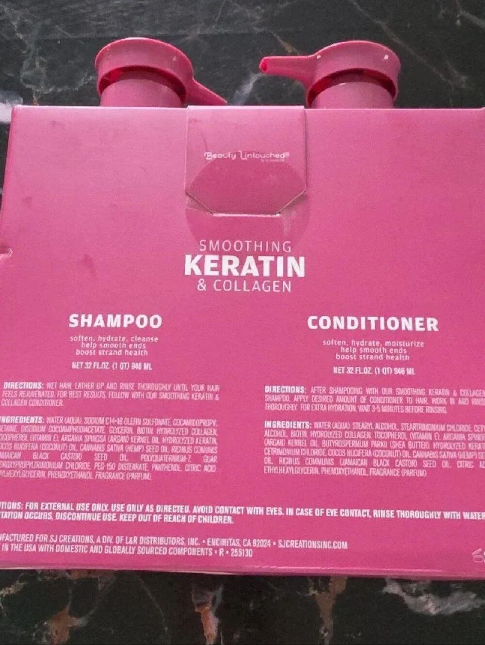 Beauty Untouched Smoothing Keratin & Collagen Shampoo + Conditioner Set - Pink
